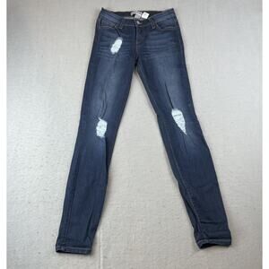 Judy Blue Womens Sz 1/25 Skinny Jeans Dark Wash Distressed Style #8327